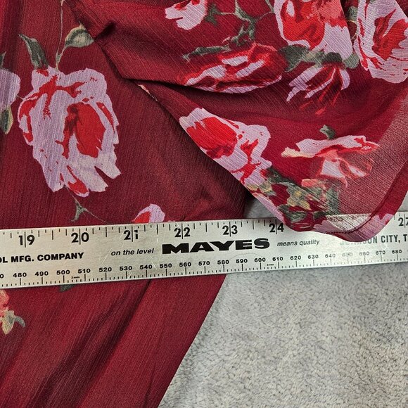 Maurices Floral Burgundy Peplum Blouse XXL Career Feminine peplum office floral - Picture 2 of 14